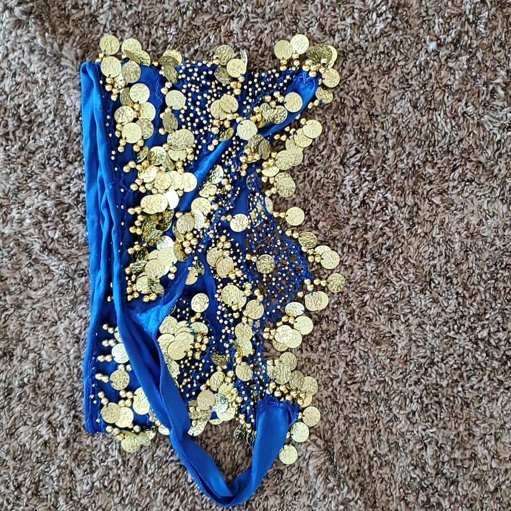 Royal Blue & Gold Belly Dance Skirt